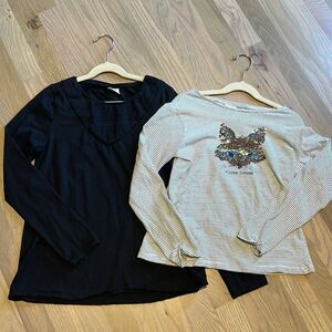 Two Zara Kids Tops Size 11/12 Sequin Fox and Black Boho